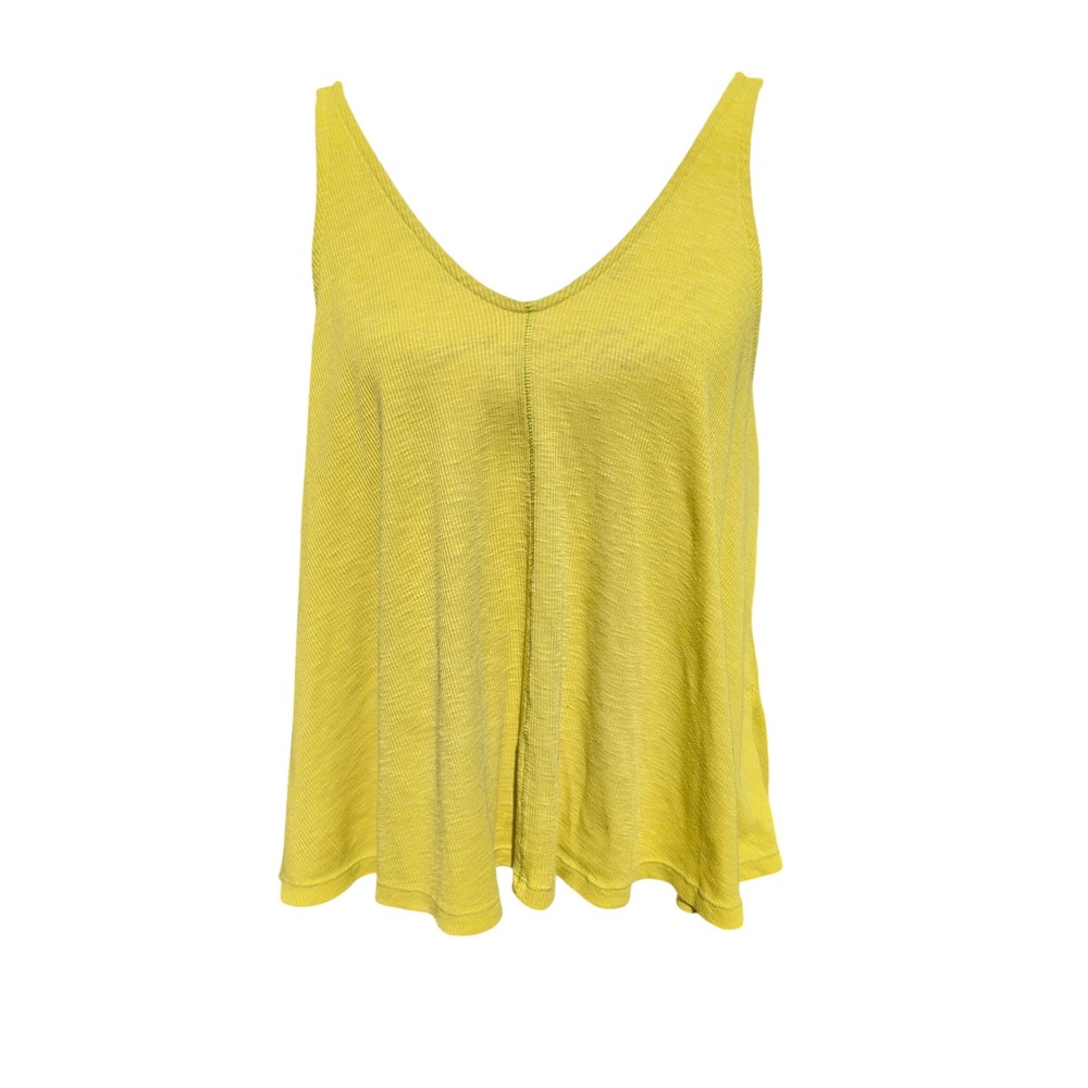 Intimately Free People Chartreuse Yellow Ribbed V-Neck Flowy Tank Top Small